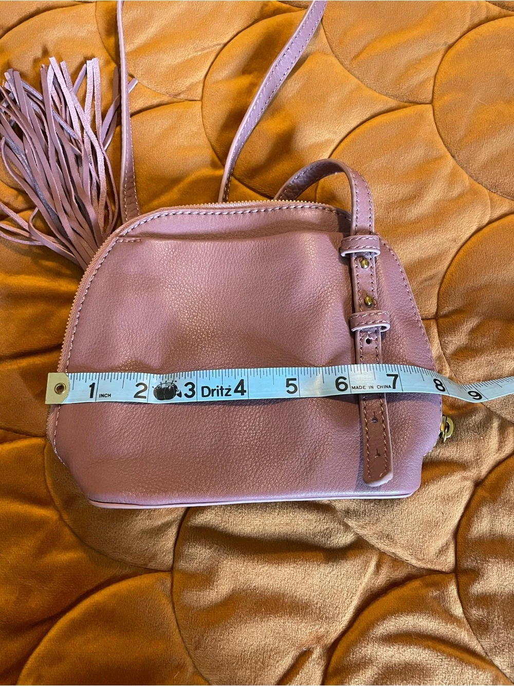 HOBO Mauve Leather Fringe Hobo Crossbody